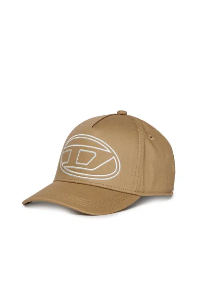 Diesel Oval D Logo Gabardine Baseball Cap In Brown
