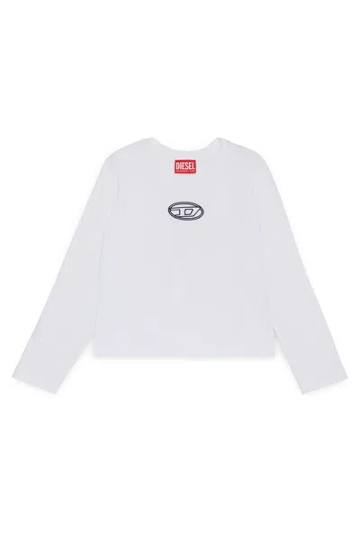 Diesel Logo-embroidered Long-sleeve Top In Neutral