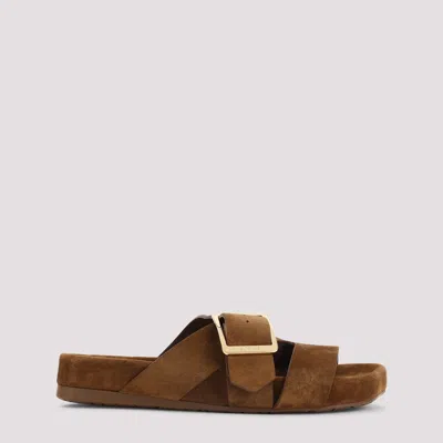 Loewe Slide Sandals With Asymmetric Round Toe In Brown