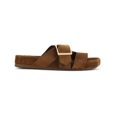 Loewe Slide Sandals With Asymmetric Round Toe In Brown