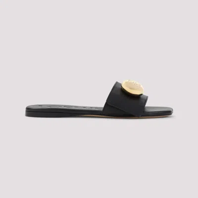 Loewe Leather Open Toe Flat Sole Slippers In Black