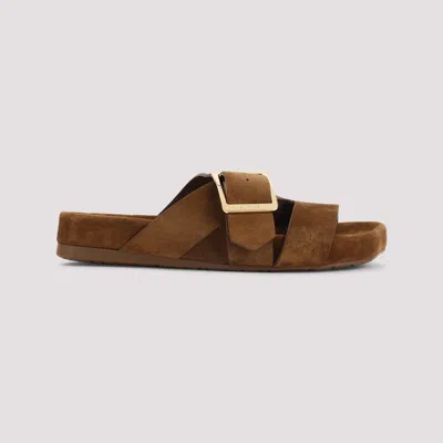 Loewe Slide Sandals With Asymmetric Round Toe In Brown
