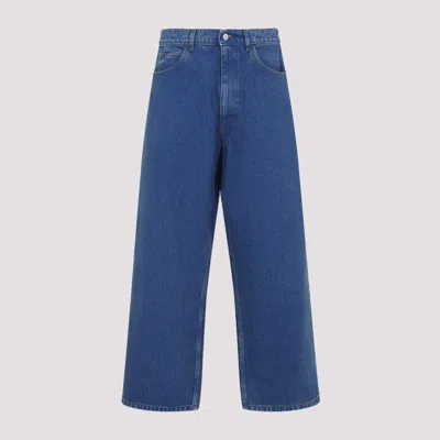 Marni Wide Leg Cotton Denim Jeans In Blue