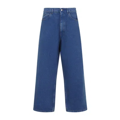 Marni Wide Leg Cotton Denim Jeans In Blue
