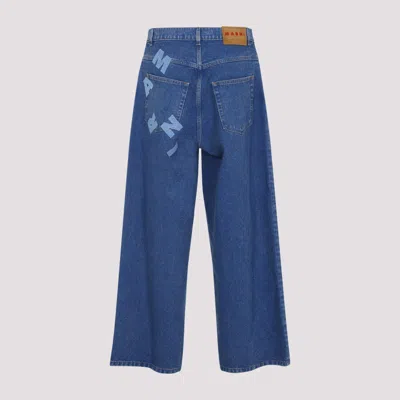 Marni Wide Leg Cotton Denim Jeans In Blue