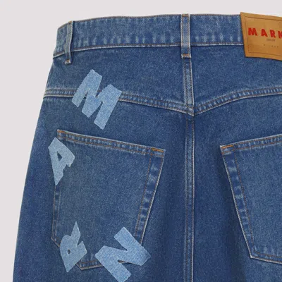 Marni Wide Leg Cotton Denim Jeans In Blue