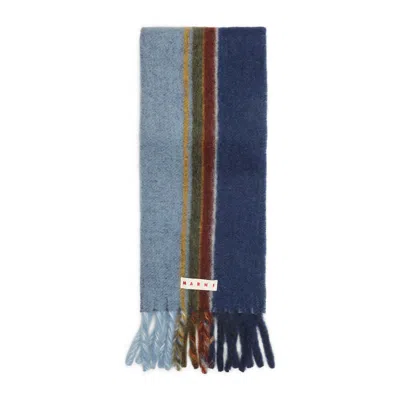 Marni Textured Wool Scarf With Playful Fringes In Multi