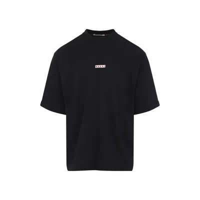 Marni Cotton T Shirt With Logo Print In Black