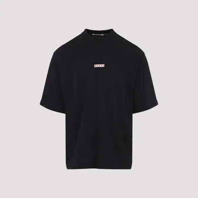 Marni Cotton T Shirt With Logo Print In Black