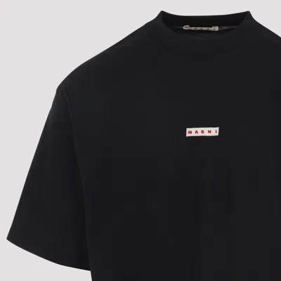 Marni Cotton T Shirt With Logo Print In Black