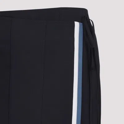 Marni Womens 00b99 Contrast-stripe Wrap-front Wool Midi Skirt In Blue