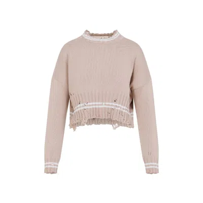 Marni Crop Crew Neck Sweater In Neutral