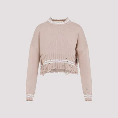 Marni Crop Crew Neck Sweater In Neutral