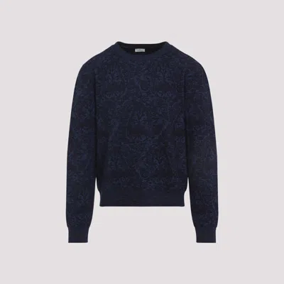 Etro Maglione In Misto Cotone Ricamato  Uomo In Black