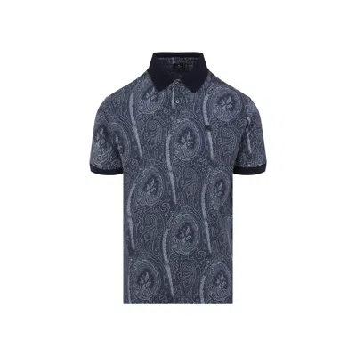 Etro Printed Cotton Polo In Gray