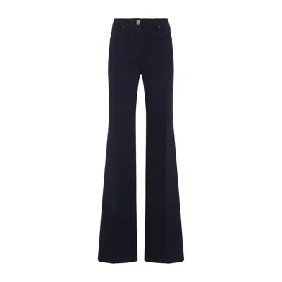 Etro Flared Leg Embroidered Back Pocket Trousers In Blue