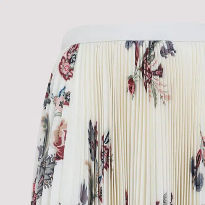 Etro Pleated Midi Skirt With Floral Print In White