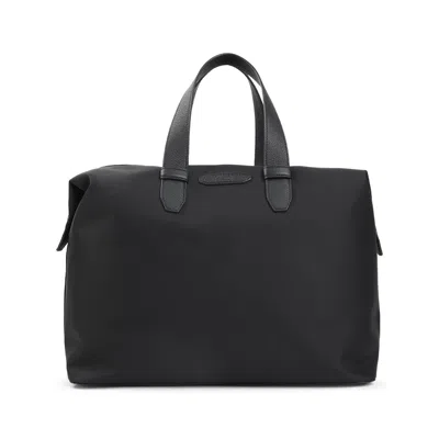 Brioni Structured Black Shoulder Bag With Durable Materials In Black
