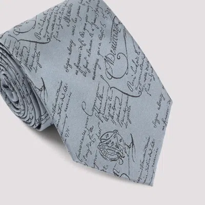 Berluti Script Pattern Silk Tie In Gray