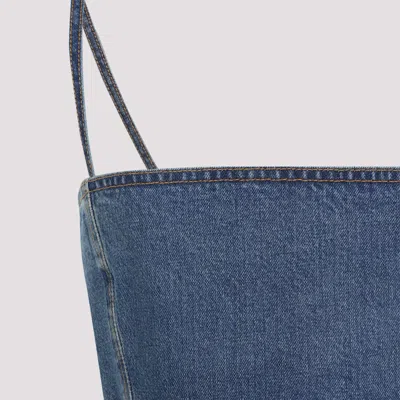 Alaïa Cropped Denim Top With Structured Silhouette In Blue