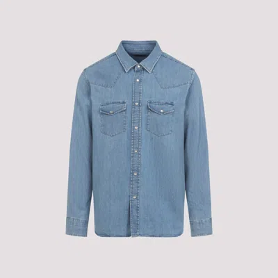 Tom Ford Cotton Denim Shirt In Blue