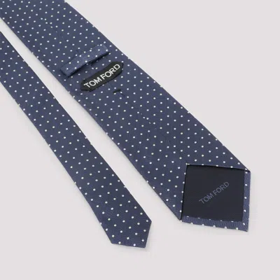 Tom Ford Mogador Polka Dot Mulberry Silk Tie In Hb785 Ink Blue