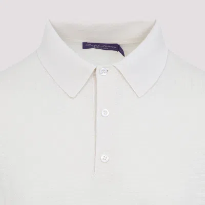 Ralph Lauren Silk-cotton Blend Sweater With Polo Collar In White