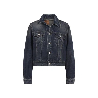 Balenciaga Denim Small Fit Jacket In Blue