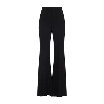 Balenciaga Women Flared Trousers In Black Flowing Viscose
