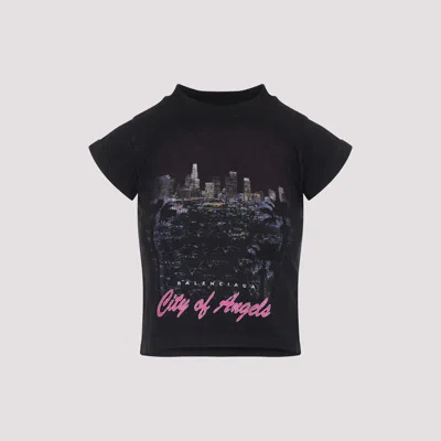 Balenciaga City Of Angels Shrunk T-shirt In Black