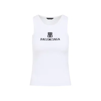 Balenciaga White Nano Bb Tank Top In White