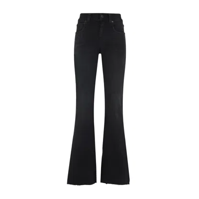 Balenciaga Women Flared Trousers In Black Flowing Viscose