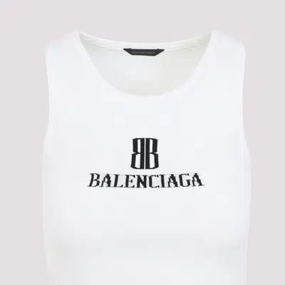 Balenciaga White Nano Bb Tank Top In White