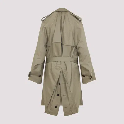 Balenciaga Beige Double-breasted Cotton Trench Coat In Brown