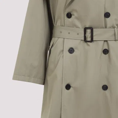 Balenciaga Beige Double-breasted Cotton Trench Coat In Brown