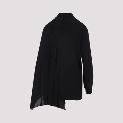 Balenciaga Black Georgette Scarf Blouse In Black