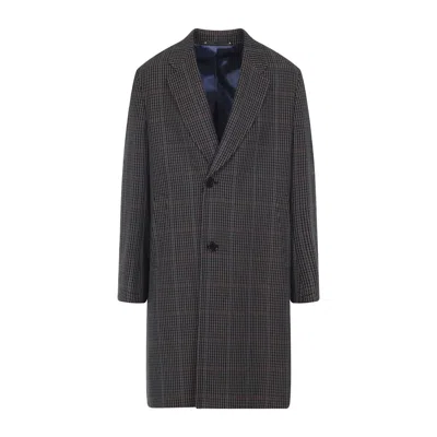 Paul Smith Long Grey Wool Blend Coat In Gray
