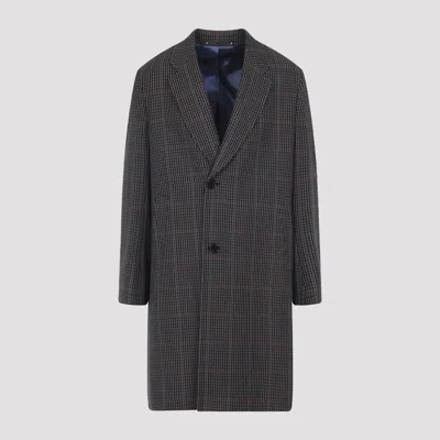 Paul Smith Long Grey Wool Blend Coat In Gray