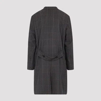 Paul Smith Long Grey Wool Blend Coat In Gray