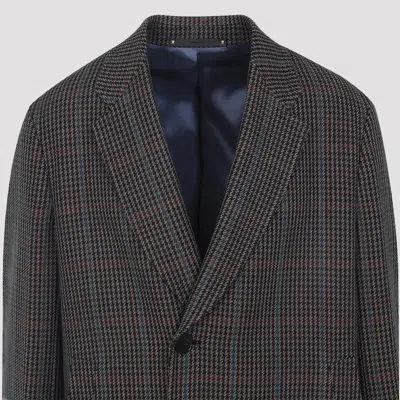 Paul Smith Long Grey Wool Blend Coat In Gray