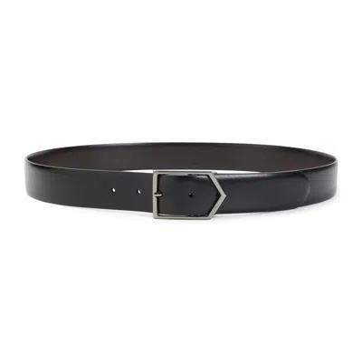 Canali Reversible Leather Belt In Multi