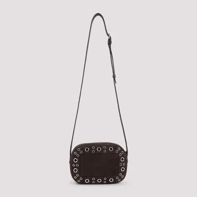 Valentino Garavani Dome-shaped Crossbody Bag With Metallic Eyelets And Adjustable Strap In Brown