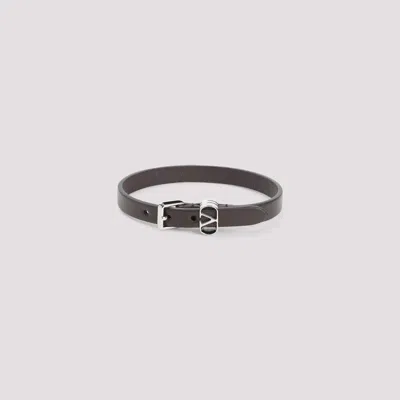 Valentino Garavani Ovalette Leather Bracelet In Burgundy
