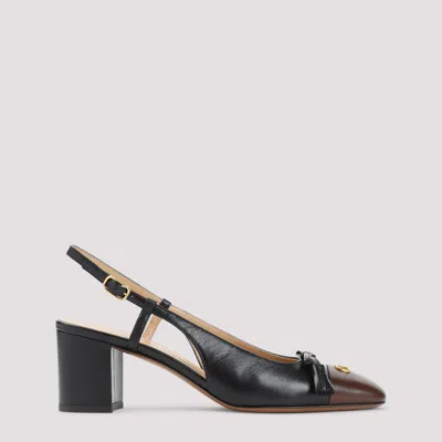 Valentino Leather Vlogo Signature Pumps With Block Heel In Black