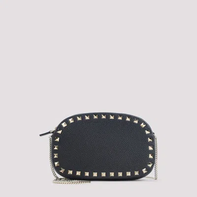 Valentino Borsa A Tracolla Rockstud In Pelle Nera Donna In Black