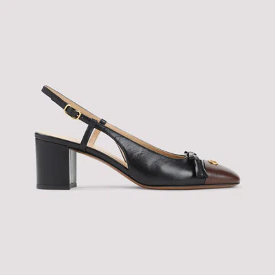 Valentino Leather Vlogo Signature Pumps With Block Heel In Black