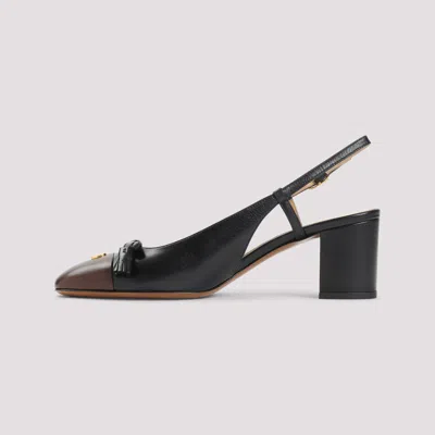 Valentino Leather Vlogo Signature Pumps With Block Heel In Black