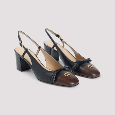 Valentino Leather Vlogo Signature Pumps With Block Heel In Black