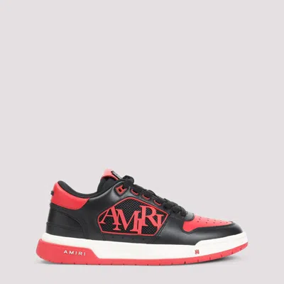 Amiri Low Top Sneakers With Round Toe And Perforated Patch In Red