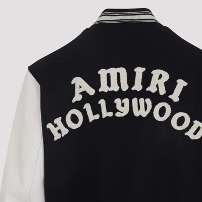 Amiri Wool Blend Bomber Jacket With Contrast Sleeves In Black